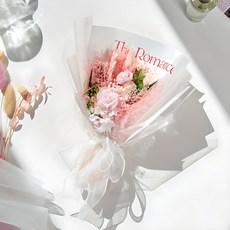 Maison de Fleur永不凋謝的鮮花永生花花束+購物袋, 粉色