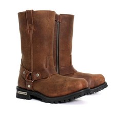 Hot Leathers BTM1001 남성용 러스트 브라운 27.9cm(11인치) 하네스 오토바이 가죽 부츠 - 10, 15