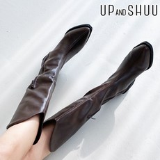 바인더 브이라인 통넓은 웨스턴 플랫 롱 니하이 부츠 5cm