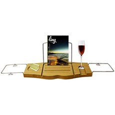 집들이선물 욕조에서 하고싶은거 다 해 욕조 다용도 트레이 Meetgg Extendable Bamboo Bath Shelf with Book iPad Stand Wine Glass Holder