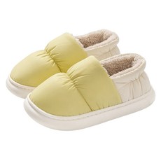  패딩 슬리퍼 겨울 패딩슬리퍼 방수 털실내화 여성커플 통굽 슬리퍼 Couple's slippers