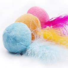딩동펫 고양이 깃털 캣볼 장난감 세트, 핑크, 오렌지, 블루, 1세트