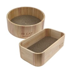 도트캣 내추럴 스크래쳐 오동나무 서클형 박스형 고양이 스크래쳐 박스 리필 교체형 경제적인 반영구 스크레쳐, 박스형 스크래쳐 본체