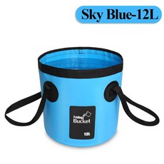 휴대용 접이식 낚시 버킷 캠핑 물 저장 용기 야외 여행 물통, 18.Blue-12L, 1개