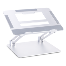 ASHOW 고품질 알루미늄 합금 듀얼 암 노트북 냉각 브래킷 + 높이 각도 조절 가능, 은백색