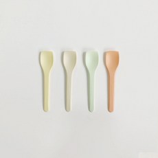 [팩/500개] 친환경스푼 PLA 벌크 무광 아이스크림 미니 스푼 파스텔 표준 3색 스푼 10cm 일회용, 민트
