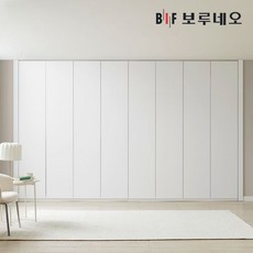 보루네오 레스 무몰딩 맞춤시공 여닫이 붙박이장 330cm, 푸쉬풀 웜베이지 330cm