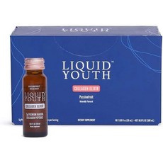 LIQUID YOUTH 여성&남성을 위한 프리미엄 콜라겐 엘릭서 샷 - - 피부 네일 뼈&관절 건강을 리퀴드 마린 음료 여행 친화적인 병 (열매 한 상자당 10인분), Passion Fruit, 1개