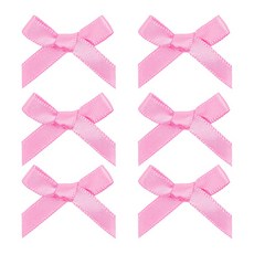 드림팩토리 공단 새틴 미니 리본 장식 6mm 완성리본, 100개, 04 핑크