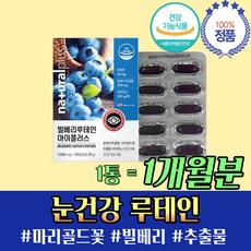 눈 빌베리 핏줄 루테인 마리골드 터짐 홍화 오일 알루 PTP 개별 포장 항산패 약 1개월분 캡슐 정 알약 10대 20대 아이 플러스 남자 여자 건강 관리, 30캡슐, 3개