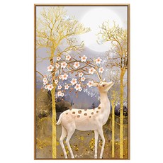 금전 행운 영생 재생 꽃 사슴 큐빅 비즈 보석십자수, 45x70