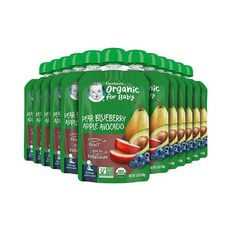 거버 이유식 베이비푸드 파우치 펄 블루베리 애플 아보카도 Gerber Organic Baby Food Pouches, -, 99g, 1개