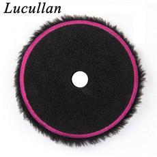 Lucullan 블랙 슈퍼 피네스 롱 울 스폰지 후원자 연마 버핑 패드 5 인치 130mm, 1 Black Light Cut