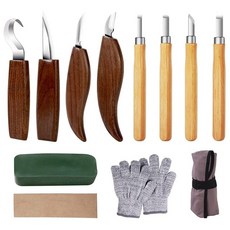 우드카빙키트 Wood Carving Tool 8 In 1 Kit Knives With Non-Slip Cutting Gloves Suitable For Sculptu, 01 주황색