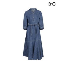 [하프클럽 이앤씨]EnC 블루 빅 카라 데님 워싱 원피스 ENOJ32453A