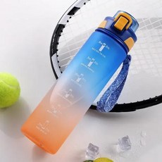 시간 표시기가 있는 스포츠 물병 야외 캠핑 음료 용기 휴대용 피트니스 누수 방지 1L, 2) 1000ML 블루, 1개