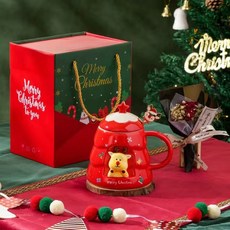 BLOWFISHFUGU 프리미엄 크리스마스 선물세트 커피잔 머그잔 크리스마스 선물 산타와 엘크 머그, 1개, B