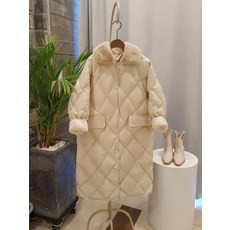 퀼팅 다이아몬드 에코퍼 카라 롱패딩 점퍼