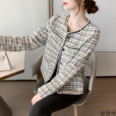 굿데이 컴퍼니 가을신상 여성 라인 고급 슬림 자켓 데일리룩 루즈핏 클래식 숏자켓 트위드 빅사이즈 sWT59
