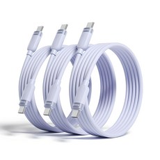 Toocki 툭키 마카롱 실리콘 6A C-C 60W 초고속 충전케이블, 3개, 퍼플, 2m