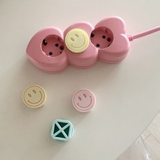 (오늘배송) 두잉썸 스마일 실리콘 콘센트 안전마개 (8개), 화이트+핑크, 1개