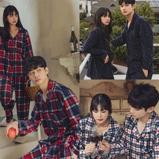 이너쿠키 한겨울용 수면잠옷 9부 긴팔 기모 밍크 신혼 남성여성 잠옷 부부잠옷
