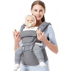 힙시트 베이비 캐리어 백팩 앞뒤 신생아부터 유아까지 엉덩이 시트 포함 Feemom 앞으로 향하는 아기 캥거루 캐리어 그레이, 단일옵션