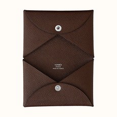 HERMES 에르메스 칼비 카드 지갑 홀더 CALVI H044164CK47 Chocolate
