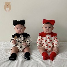 뚜뚜dduddu 가을신상 하트카라슈트 아기슈트 베이비슈트