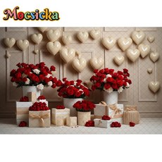 모시카 사진 배경 사랑 장미 장식 로맨틱 고백 초상화 스튜디오, 1개, 108) Cotton-300x240cm - 12