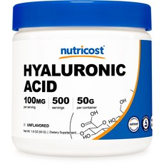 뉴트리코스트 히일루론산 50g 100mg 500회분 Hyaluronic Acid Powder [50 GMS], 1개