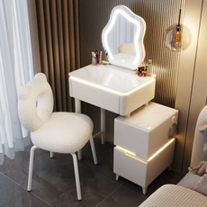 남쪽나무 확장형 화장대 세트, A01+캐비닛+LED 거울+의자(A), 50cm