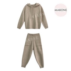 Makone 상표등록 후드니트 조거팬츠 세트/데일리 후드 니트 팬츠 코디세트 빠른출고