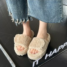 여성 가을겨울 키높이 털슬리퍼 통굽 사무실 실내화 Women's slippers