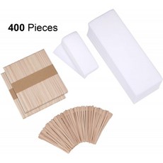 400 Pieces Wax Strips Stick Kit 바디 스킨 모발제거 도구용 Wax 적용자가 부착된 비직접 왁싱 스트립 헤어제거 스트립 : 뷰, 단일옵션