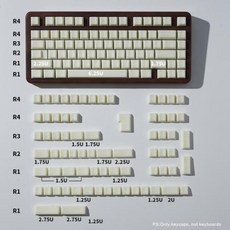 앨리스 레이아웃 MX 스위치 기계식 키보드용 GMK 키캡 화이트 미니멀리스트 더블 샷 PBT 체리 프로파일 114 키