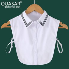 여자셔츠 QUASAR 신 겨울 가을 칼라 심플 컴퓨터 자수 넥케이프 페이크카라 스웨터 장식