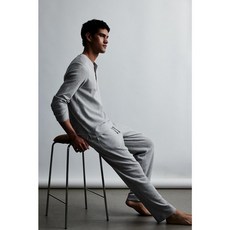H&M 레귤러핏 와플 텍스처 파자마 그레이 멜란지 1198402002