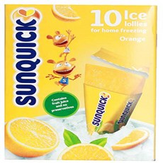 SUNQUICK flavored freezer pops/ice cream ORANGE 10ct. Imported from DENMARK SUNQUICK 맛 프리저 팝스 / 아이스크, nullp