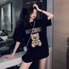 모스키노 2020 카툰 아기곰 프린트 반팔 티셔츠 화이트 / 블랙 남녀