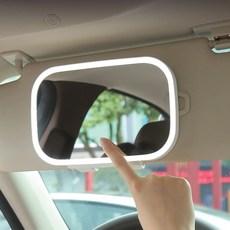 차량용 LED 거울 룸미러 선바이저 화장거울 미러, 핑크