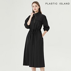 [정품매장] 플라스틱아일랜드 캐주얼 데일리 원피스 하프넥 집업 포켓 스트링 롱 (PQTWO016)