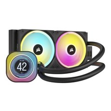 CORSAIR iCUE Link H100i LCD 액체 CPU 쿨러 240mm AIO Qx, 커세어 블랙 _240mm AIO
