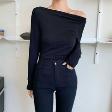 투데이앤룩 여성용 어깨가 매력적인 오프숄더 긴팔티셔츠