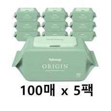 베베숲 오리진 물티슈 캡형 50평량, 100개입, 5개