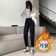 겨울 임산부 기모 청바지 빅사이즈 일자 임부바지 캐주얼 조절 가능 임부복 배기 팬츠 YJW