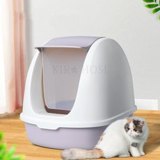 kirahosi 엠더블 5 고양이 화장실 배변판 패션 토일렛 후드화장실 328 ADif921, 블루 A