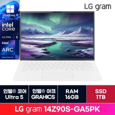 LG전자 그램 14인치 14Z90S-GA5PK 16GB WIN11 1TB ON, 에센스 화이트, WIN11 Home