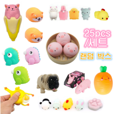 25pcs 동물 피규어 랜덤 박스 말랑이 세트 틱톡 핫템, 25개입