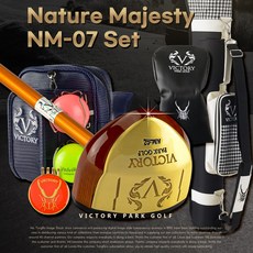 빅토리 파크골프채 NM-07 7종세트(파크골프채 골프백 파우치 볼빅공 볼마커 볼홀더 헤드커버), 소나무, 퍼플&네이비(줄무늬), 블랙 